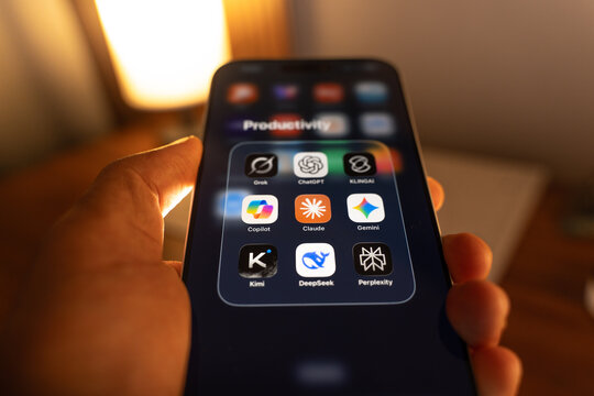 AI apps logo is displayed on the screen of a smartphone, in Bangalore, India, on July 30, 2026
