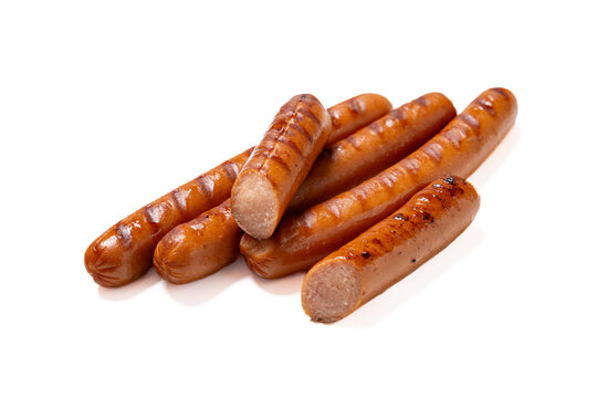 Grilled Frankfurt sausages isolated on white background