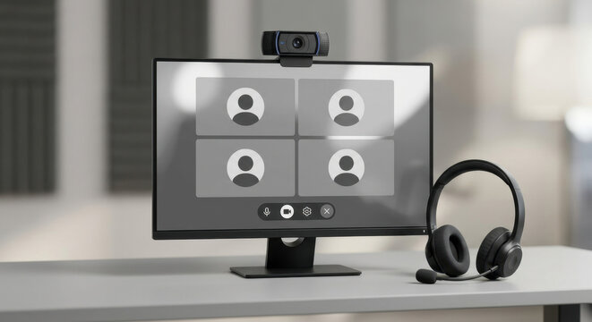 Virtual waiting room; webcam and headset test; device check; bandwidth adapt; privacy disclosure.