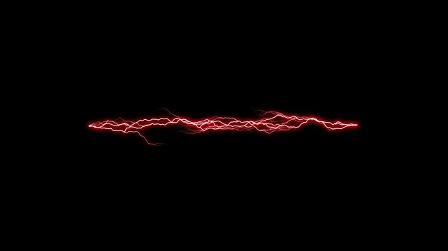 Red Lightning bolt strikes across dark night sky, Lightning strikes across dark sky in time lapse footage sequence, glowing plasma arcs, hand drawn anime sparks,
