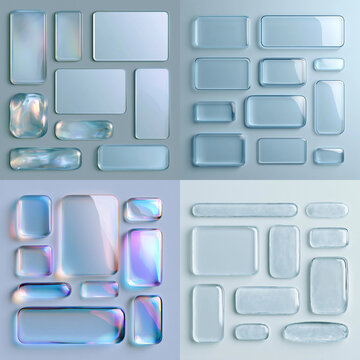 Futuristic glass interface elements with chromatic aberration
