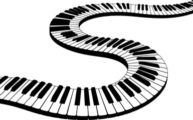 Naklejka premium Abstract piano keyboard keys in a curved wave shape