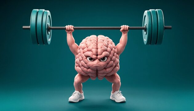 Brain lifting weights exercising fitness strong mind body