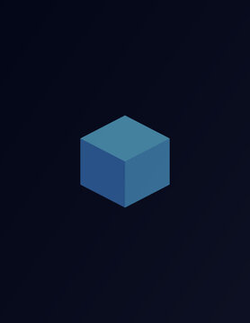 3D isometric blue cube background with dark minimalist geometry and high tech data concept