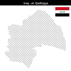Fototapeta premium Map of Iraq region al-Qadisiyya in small cross shaped dots