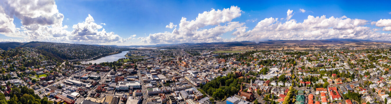 Aerial Tas Launceston CBD panorama