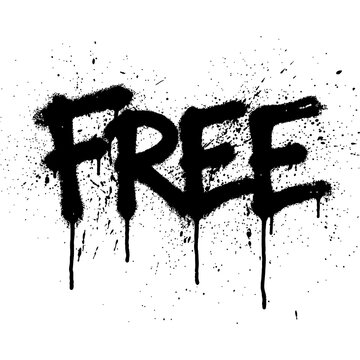FREE Graffiti Spray Paint Text. Messy Black Ink Drips and Urban Splatters. Grungy Street Art Stencil for Punk Rock Graphics.
