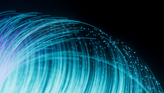 3D Cyan Fiber Optic Arc