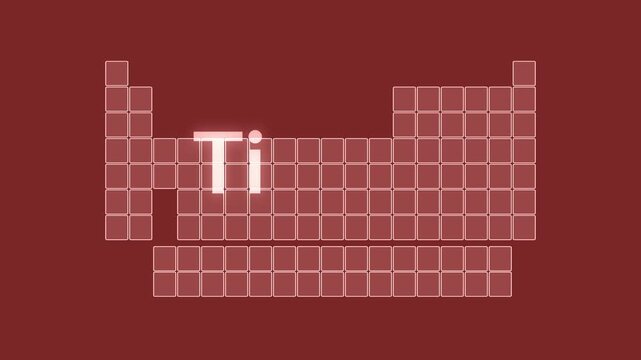 Periodic table of elements - Ti - Titanium chemical element - animated illustration background