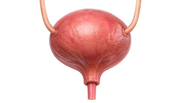 Anatomical 3d rendering of a human urinary bladder isolated on white background