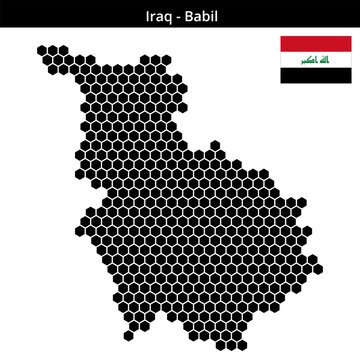 Map of Iraq region Babil in medium hexagonal dots