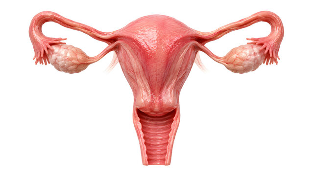 Anterior view of the human female reproductive system isolated on white background