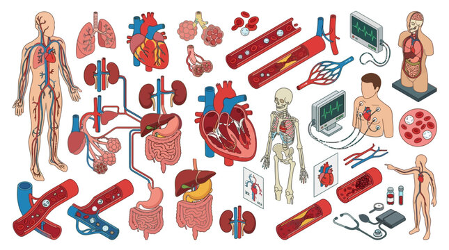 comprehensive illustration of human anatomy highlighting cardiovascular respiratory and digestive systems among other bodily