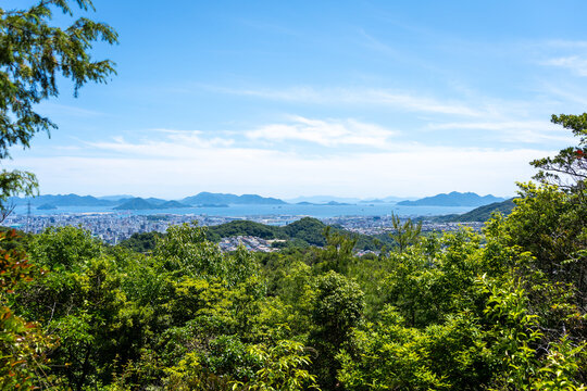 View of Hiroshima bay and city from Mount Mitaki summit