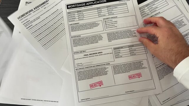 Hands Sorting and Checking Printed Documents on an Office Desk