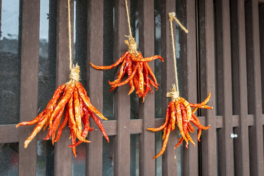 Drying chili peppers in Magome village on the Nakasendo trail
