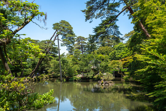 Scenic view of Kenroku-en Garden near Kanazawa Castle, Japan
