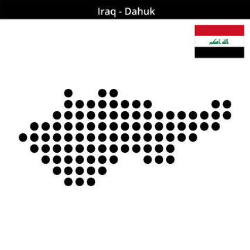 Map of Iraq region Dahuk in large size dots