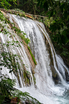 Saluopa waterfall in the tropical forest of Tentena, Sulawesi, Indonesia