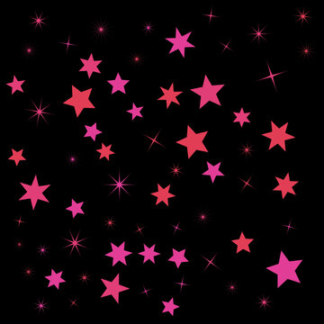 Colorful Pink Stars Scattered Across Transparent Background Design Pattern
