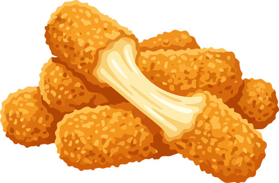 Fried mozzarella sticks isolated on white background