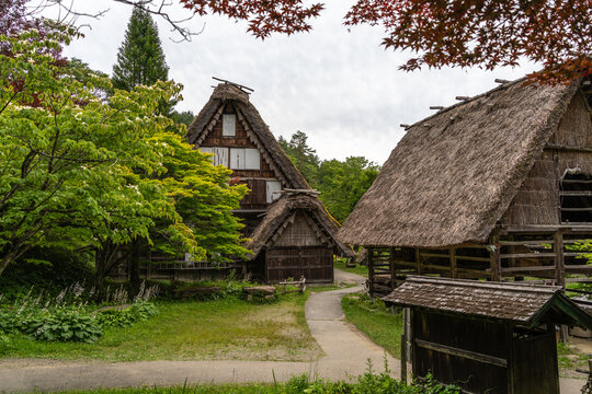Traditional houses of Hida Minzoku Mura Folk Village in Takayama