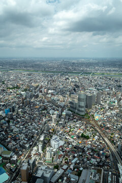 Aerial view of central Tokyo cityscape in Japan