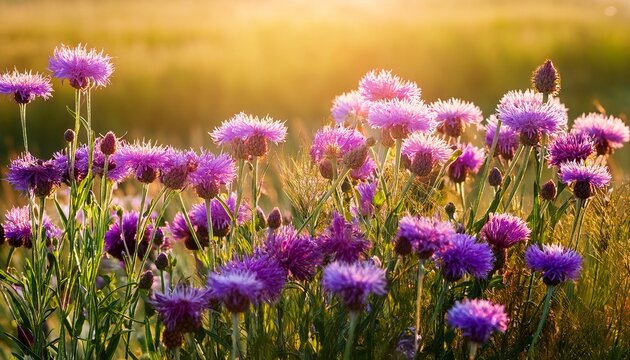 Purple Flowers Of Scabiose Cornflower Centaurea Scabiosa Or Centaurea Phrygia Meadow Plant