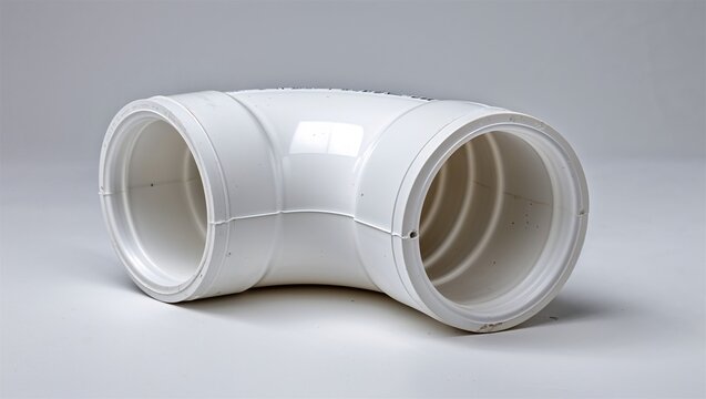 White PVC pipe elbow fitting isolated on white background