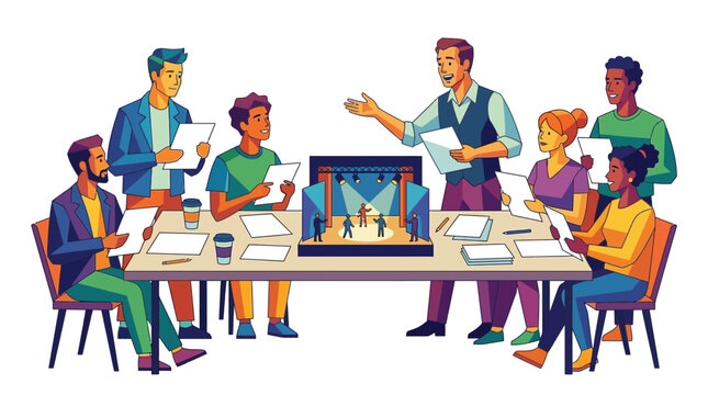 Theater Rehearsal Meeting with Diverse Group