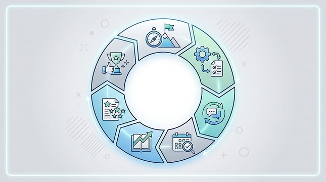Circular infographic showing business lifecycle stages and performance
