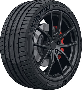 Modern car wheel with michelin pilot sport 4s tire