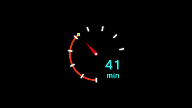 41 Min clock icon animation. 41 minute animation on black background and creating a stunning 4k video.