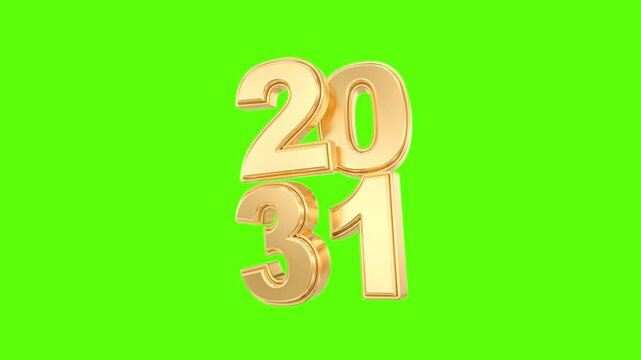 Metallic gold numbers for year 2031