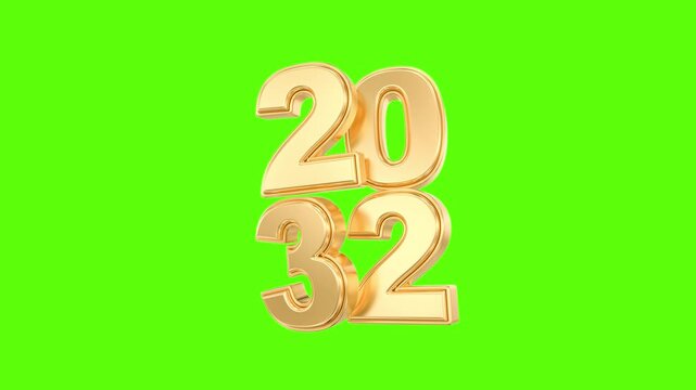 Gold 3d year 2032 sign