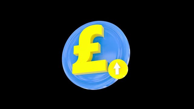 3D pound sterling icon rising