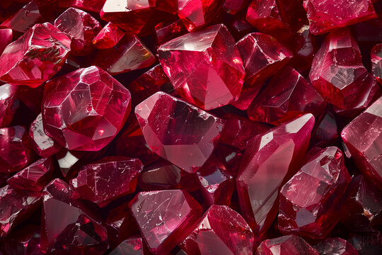 Red ruby gemstones texture background