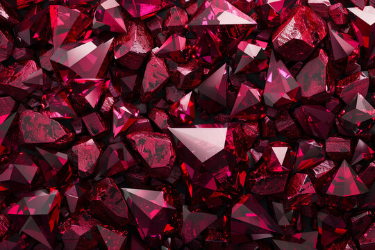 Red ruby gemstones texture background