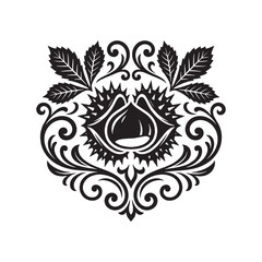 Fototapeta premium Ornamental Victorian Chestnut Graphic with Filigree Flourish and Scrollwork Details