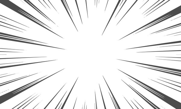 Abstract manga radial speed lines for comic book action zoom effect in black and white vector illustration