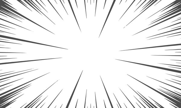 Intense manga radial speed lines bursting from center for anime action effect in black and white vector illustration