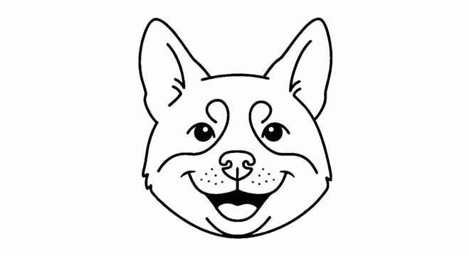 Happy corgi face outline cartoon character