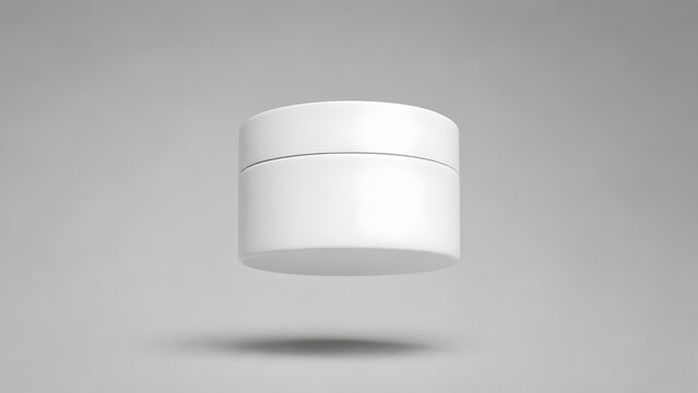 Floating white cosmetic cream jar mockup
