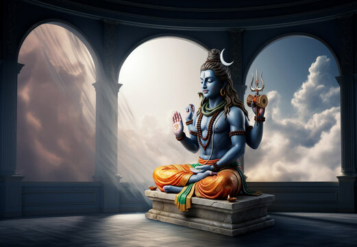 AI Generated Illustration for lord Shiva sanskrit shlok - Om Tryambakam Yajamahe Sugandhim Pushtivardhanam Urvarukmiv Bandhanan Mrityor Mukshiya Mamritat calligraphy