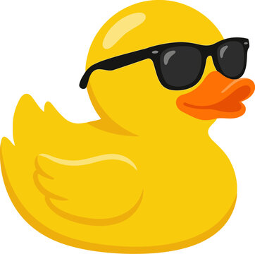 Yellow rubber duck with sunglasses