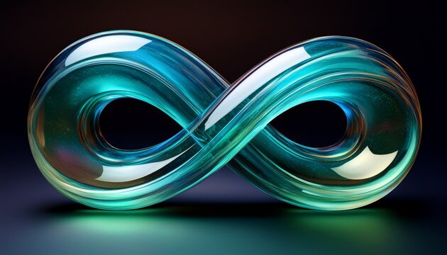 Infinity Symbol Object Representing Continuous Loop And Endless Possibilities With Blue And Green Glassy Texture
