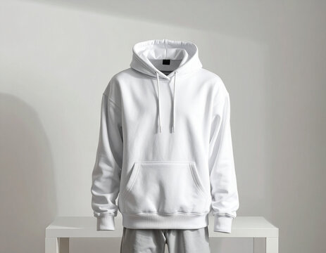 White hoodie mockup sweatshirt apparel fashion template