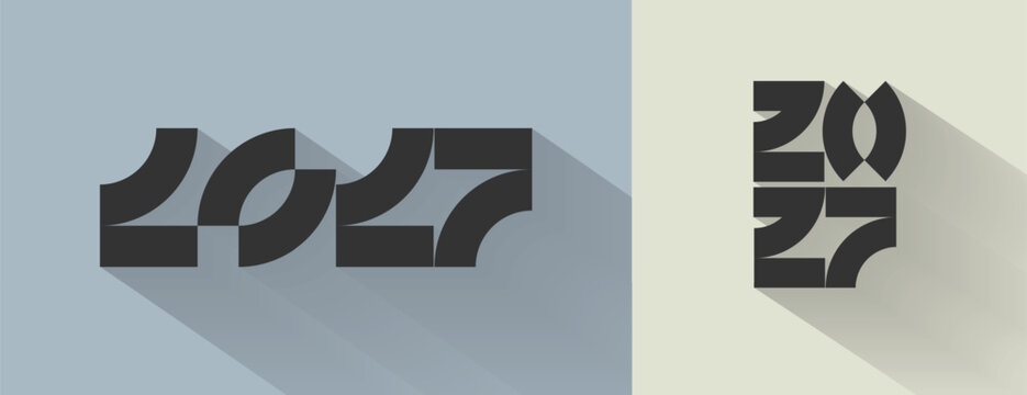 Modern Geometric 2027 Happy New Year Long Shadow Minimal Vector Design