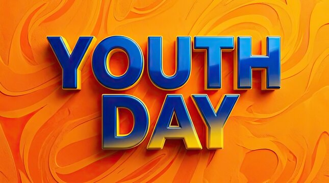 3D Youth Day text on orange textured background