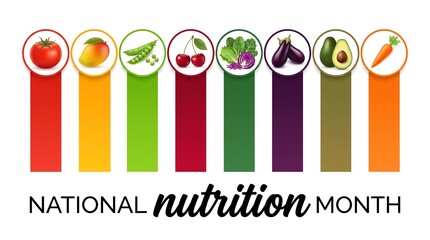 Obraz premium National Nutrition Month colorful vegetables and fruits